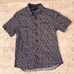 Men’s floral print size L button down short sleeve shirt